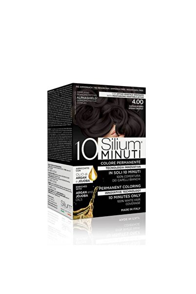 Silium صبغة شعر دائمة ١٠ دقائق، لون كستنائي ٤.٠٠، خالية من الأمونيا مع زيتي ا...