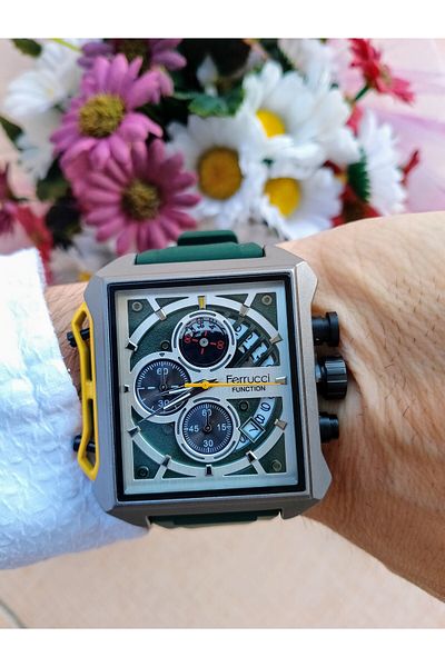Ferrucci Function Series Men's Wristwatch Special Design, Steel Case, Silicone Cord, Chronograph