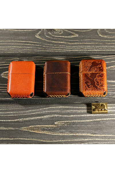 griffon leathers goods craft Kişiye Özel Benzinli Premium Deri Kılıflı Çakmak