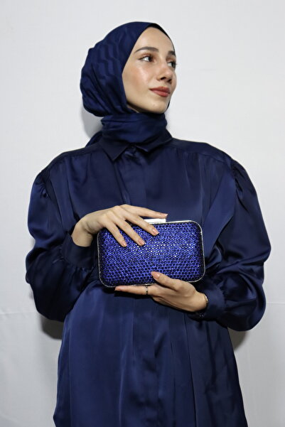 BUKAWEAR Geantă de rochie de seară cu margele albastre pentru femei