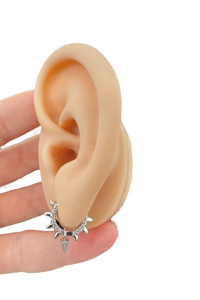 My Bellas Jewels Surgical Steel Zircon Dangle Stone Hoop Tragus Piercing, Helix, Flat, Conch, Lobe (1 Piece)