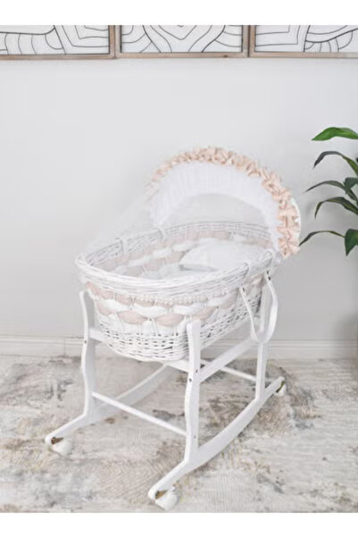 Fun Moment سلة موسى من الخيزران مع قاعدة بعجلات