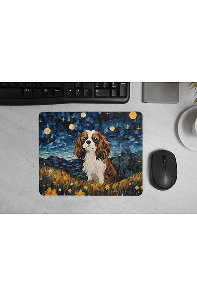MS Major Selection Cavalier King Charles Spaniel Mouse Pad – Starry Night Design (17.5X21.5 Cm, Non-Slip Base)