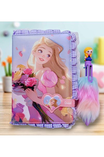 izmir yazici servis Princesses Fancy Notepad Magnetic Cover Note Weekly Monthly Planner 3 in 1 14X20 cm