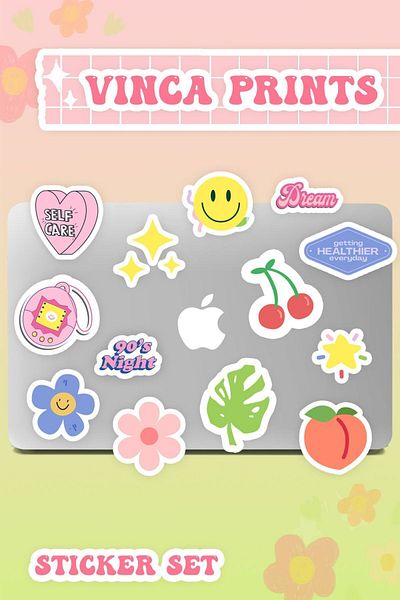 hediyenebak Vinca Prints Self Care Sticker Set |   Laptop Agenda Pc Tablet Phone Notebook Sticker Bullet Journal