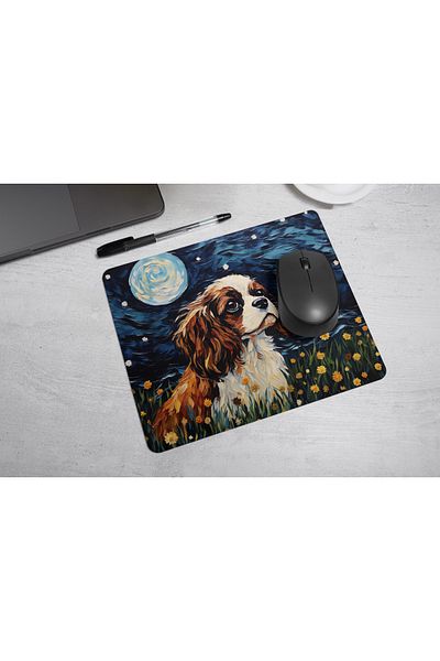 MS Major Selection Cavalier King Charles Spaniel Mouse Pad – Starry Night Design (17.5X21.5 Cm, Non-Slip Base)