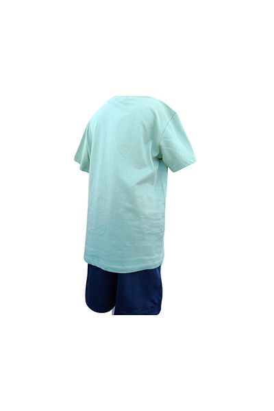 Çikoby Boy's Double Suit Printed Green T-Shirt Navy Blue Shorts 8 -14 Years