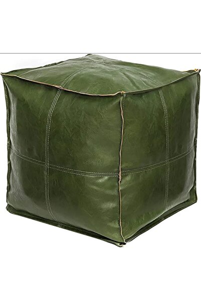 HOMIOF Gerçek Deri Yeşil Kare Puf