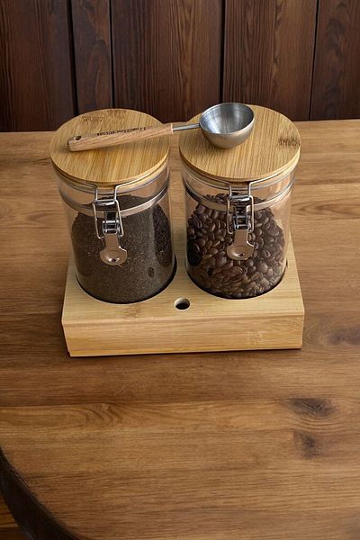Qerhome 2-Piece Round Glass Spice Rack with Bamboo Stand Clamp