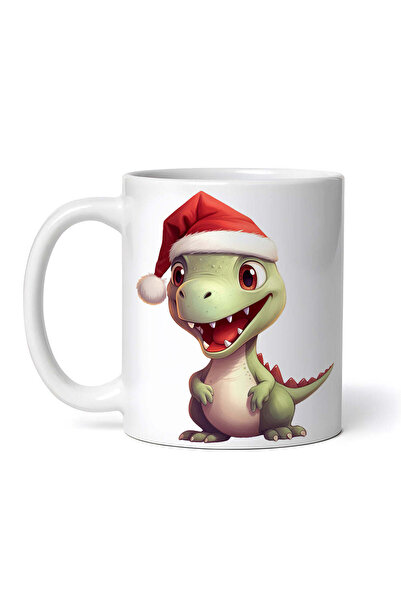 OEM Cană albă personalizată, dinozaur de Crăciun cu tantal, Inovatix®. 330 ml