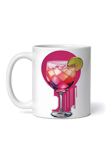 OEM Cană albă personalizată, cocktail martini roz cu lime, INOVATIX®. 330ml