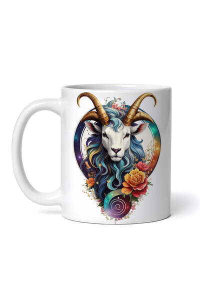 OEM Εξατομικευμένη Λευκή Κούπα, Κατσίκα με Τριαντάφυλλο, Ζώδιο Αιγόκερως, Ino...