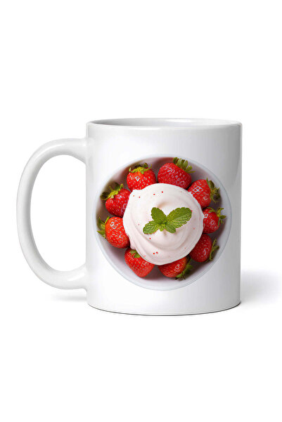 OEM Cană albă personalizată, cremă de căpșuni, Inovatix®. 330 ml