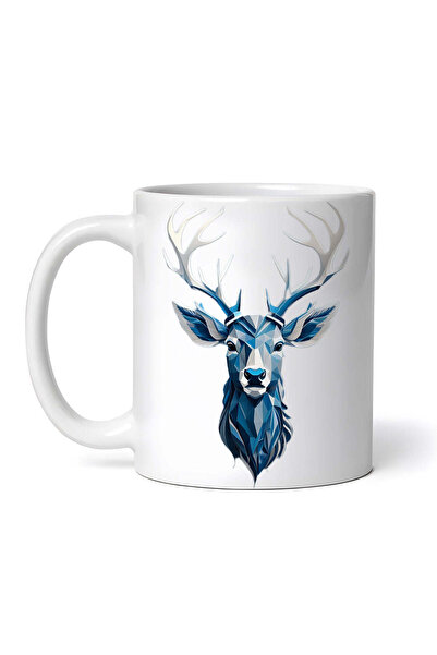 OEM Cană albă personalizată, cerb cu coarne argintii, INOVATIX®. 330ml