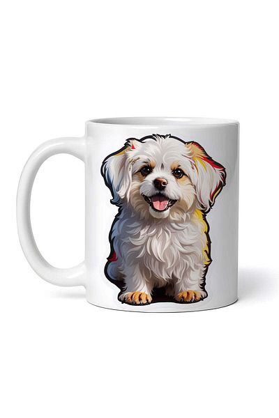 OEM Cană albă personalizată, câine Bichon Maltez, INOVATIX®. 330ml