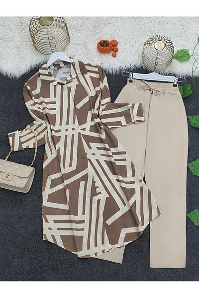 HİJABAYA Buttoned Patterned Viscose Tunic