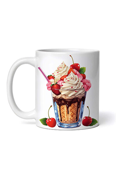 OEM Cană albă personalizată, înghețată cu căpșuni și cireșe, Inovatix®. 330 ml