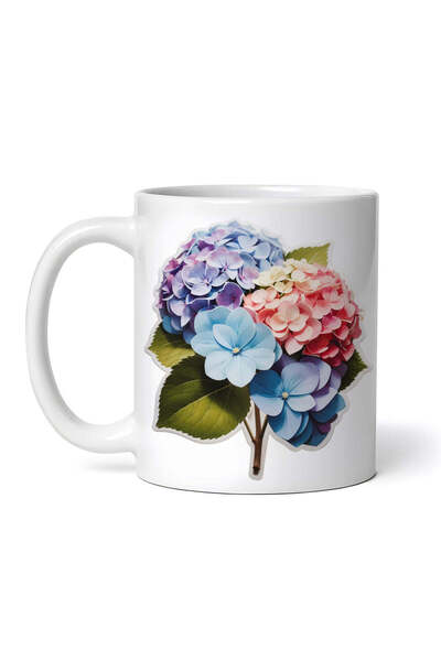OEM Personalized white mug, Hydrangea bouquet, INOVATIX®. 330ml