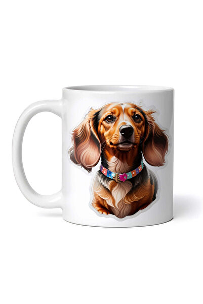 OEM Εξατομικευμένη λευκή κούπα, σκύλος Dachshund με κολάρο, INOVATIX®. 330ml