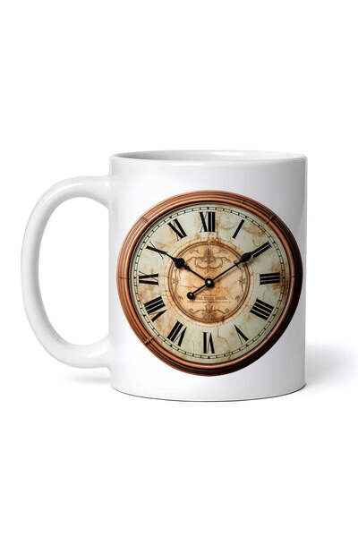 OEM Cană albă personalizată, ceas cu cifre romane, INOVATIX®. 330ml