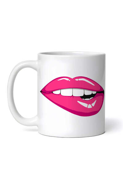 OEM Personalized white mug, Sensual lips biting, INOVATIX®. 330ml