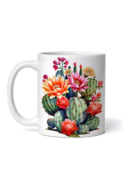 OEM Cană albă personalizată, cactuși înfloriți de elery, INOVATIX®. 330ml