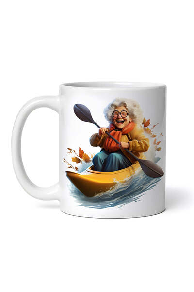 OEM Cană albă personalizată, Bunica în caiac, INOVATIX®. 330ml