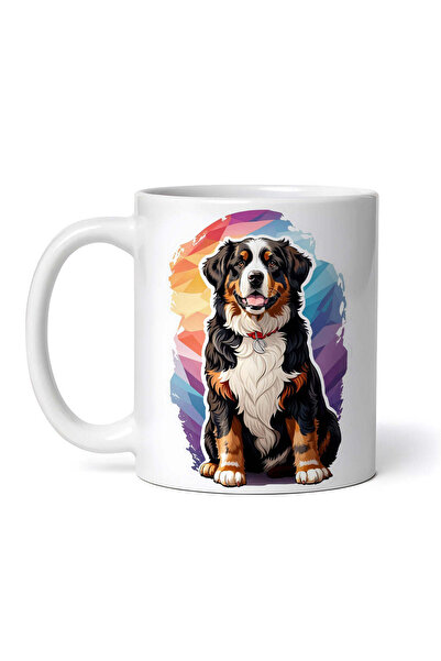 OEM Cană albă personalizată, câine de munte Bernese cu zgardă, Inovatix®. 330 ml