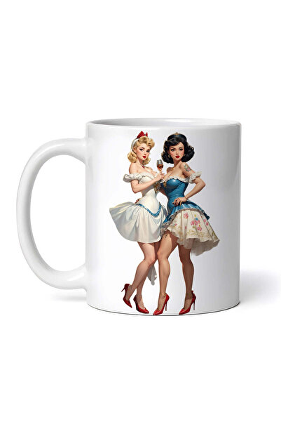 OEM Εξατομικευμένη λευκή κούπα, Σταχτοπούτα και Χιονάτη, INOVATIX®. 330ml