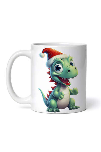 OEM Cană albă personalizată, Crăciun cu dinozaur Smecherul, Inovatix®. 330ml