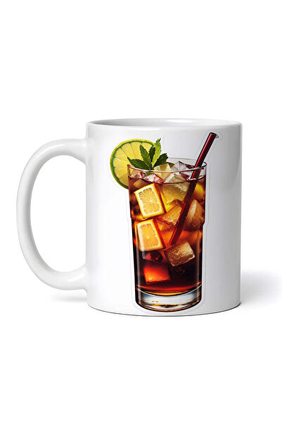 OEM Cană albă personalizată, cocktail întunecat și furtunos cu cuburi de lămâ...