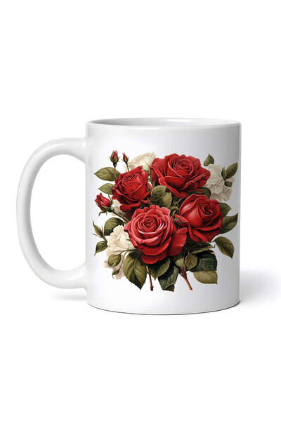 OEM Cană albă personalizată, Buchet de trandafiri roșii și albi, INOVATIX®. 3...