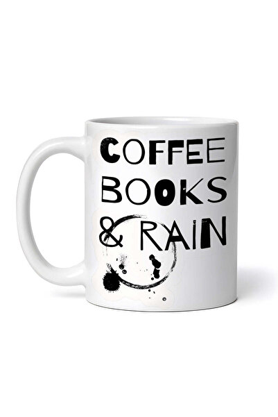 OEM Cană albă personalizată, Cafea, Cărți și Ploaie, Inovatix®. 330 ml