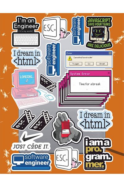 hediyenebak Software Series 2 Sticker Set |   Laptop Agenda Pc Tablet Phone Notebook Sticker Bullet Journal