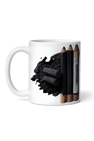 OEM Cană albă personalizată, creioane cărbune, Inovatix®. 330 ml