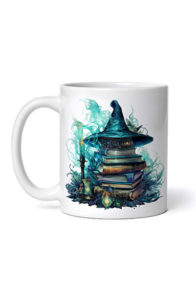 OEM Cană albă personalizată, Cărți și pălărie de vrăjitoare, INOVATIX®. 330ml