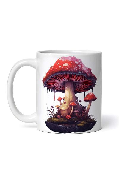 OEM Personalized white mug, Mushrooms with dots, INOVATIX®. 330ml