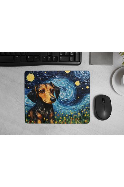 MS Major Selection Dachshund (Sausage Dog) Mouse Pad – Starry Night Design (17.5X21.5 Cm, Non-Slip Base)