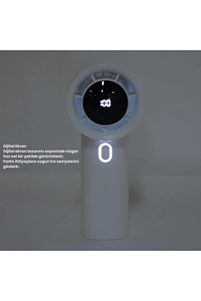 NEXRON Dijital Ekranlı Mini Vantilatör - 100 Kademeli Sessiz USB Şarjlı El Fanı