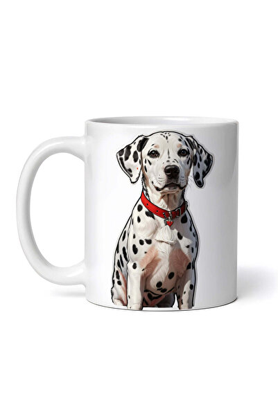OEM Εξατομικευμένη λευκή κούπα, σκύλος Δαλματίας με κολάρο, INOVATIX®. 330ml