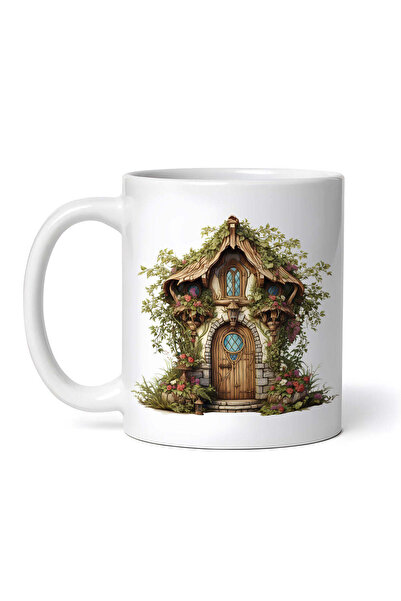 OEM Εξατομικευμένη Λευκή Κούπα, Σπιτάκι με Λουλούδια, Inovatix®. 330ml