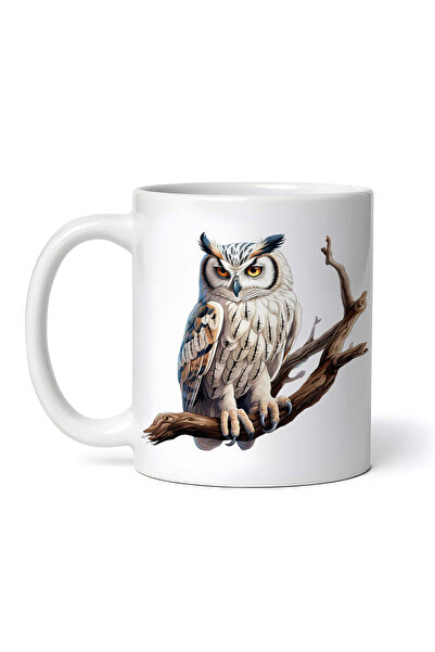 OEM Cană albă personalizată, Bufniță pe o creangă, INOVATIX®. 330ml