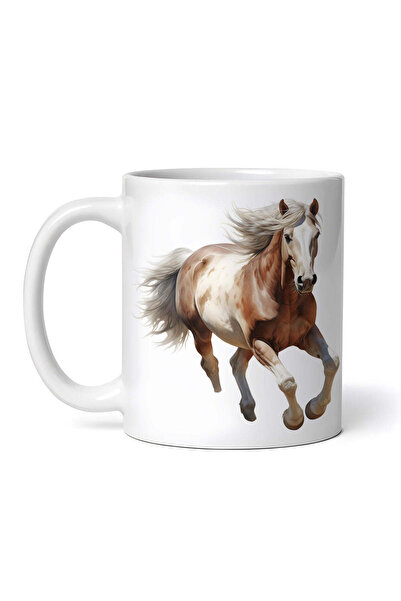 OEM Cană albă personalizată, Cal pătat alergând, INOVATIX®. 330ml