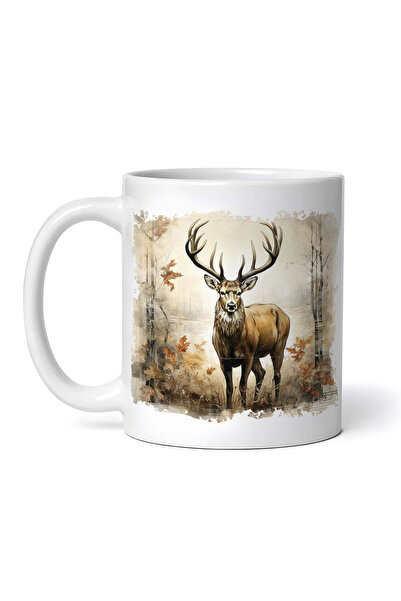 INOVATIX Personalized White Mug, Deer By The Lake, Inovatix®. 330ml