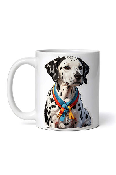 OEM Cană albă personalizată, câine dalmațian cu zgardă, INOVATIX®. 330ml