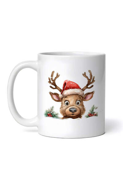 OEM Cană albă personalizată, Căprioară în zăpadă, INOVATIX®. 330ml