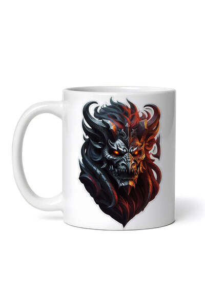 OEM Εξατομικευμένη Λευκή Κούπα, Κεφάλι Δαίμονα με Μυτερή Μύτη, Inovatix®. 330ml