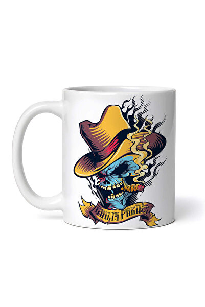 OEM Cană albă personalizată, craniu cu pălărie, INOVATIX®. 330ml