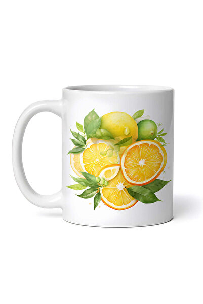 OEM Cană albă personalizată, citrice întregi și feliate, Inovatix®. 330 ml