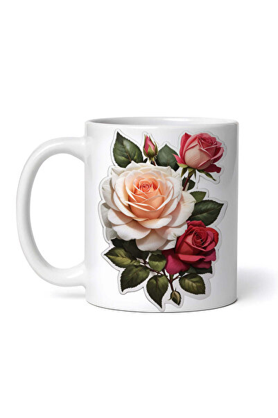 OEM Εξατομικευμένη λευκή κούπα, Μπουκέτο με τριαντάφυλλα, INOVATIX®. 330ml